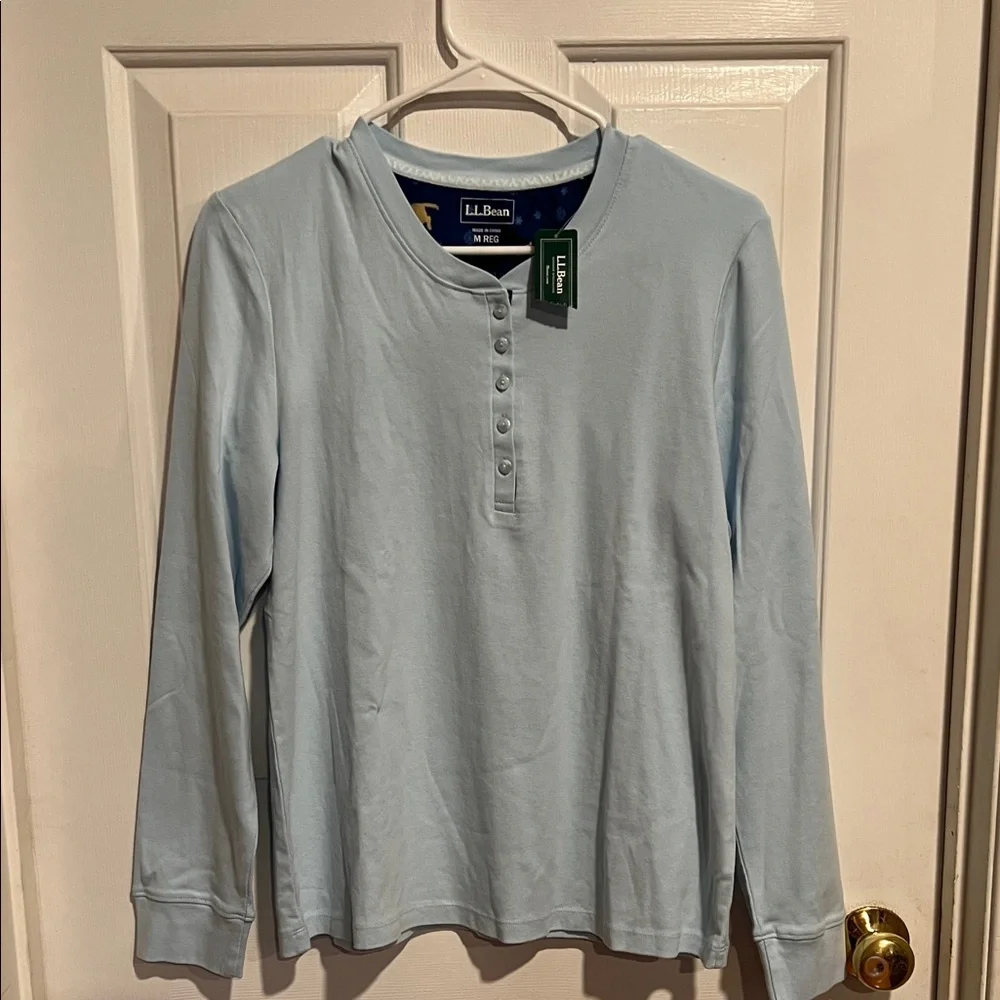 L.L. Bean Light Blue and Navy Pajama Set - Picture 2 of 10